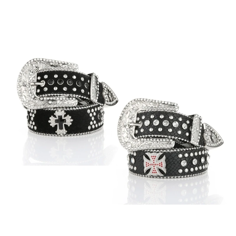 

L93F Adjust Pin Buckle Diamond Waist Belt Adult Western Decor Adjustable Belt