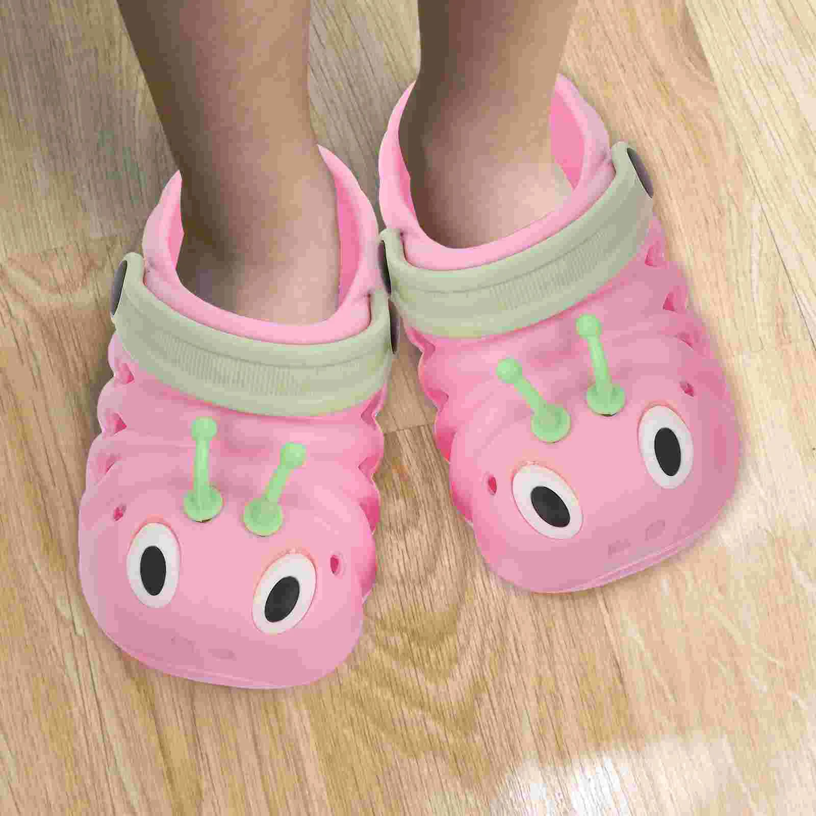1 Pair Caterpillar Beach Non-slip Shoes Cartoon Summer Sandals Cool Slipper for Boys Girls (Pink Size 24 Length 145cm)