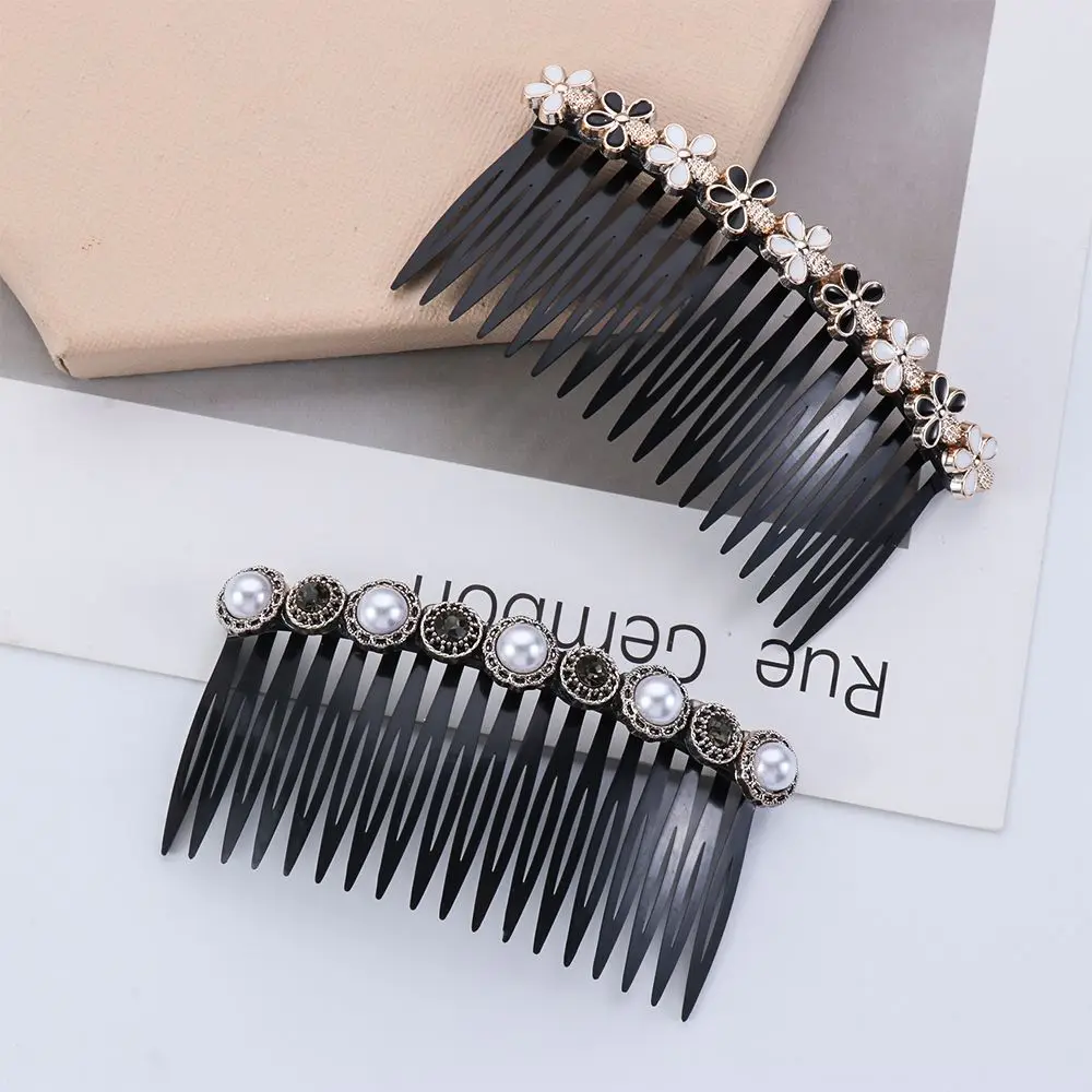 20 Teeth Women's Fashion Headwear Hairband Hair Clip Inserted Hair Comb Rhinestone Buttons Bangs Hairpins