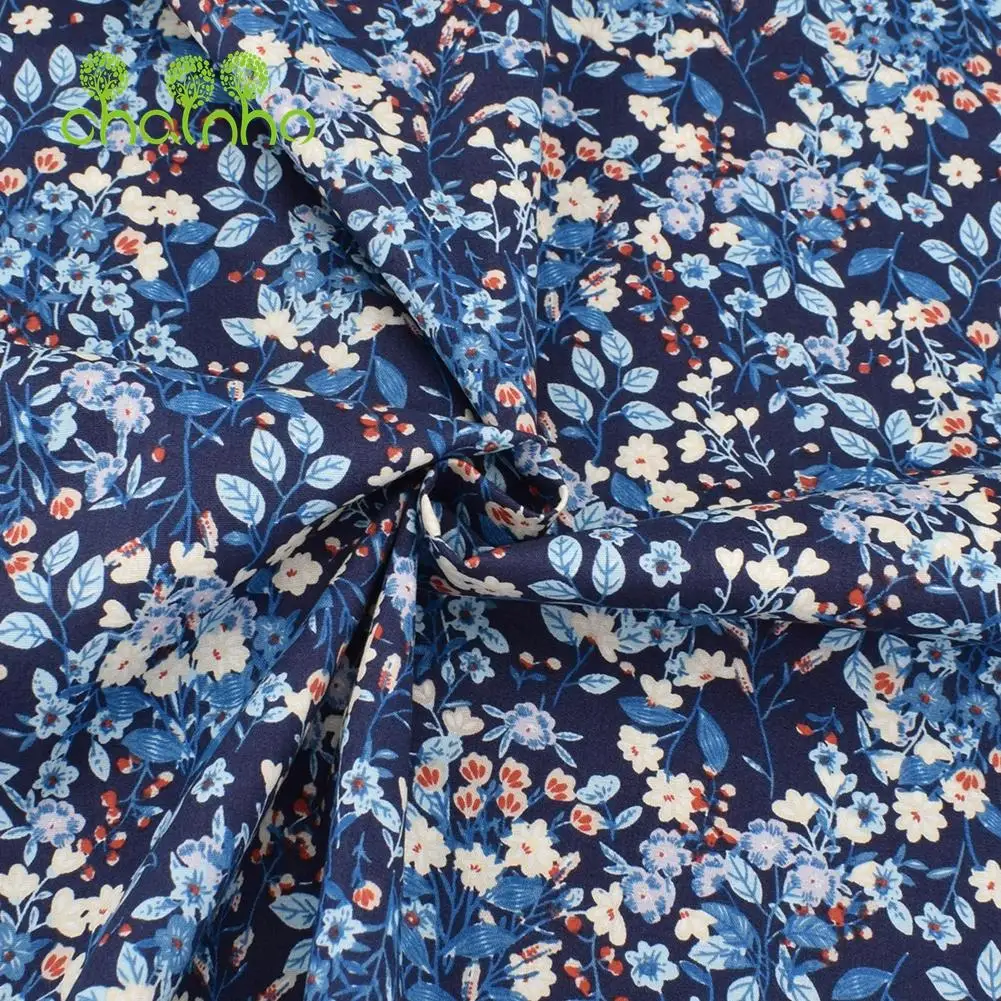 Chainho,Printed Plain Weave Poplin Cotton Fabric,DIY Sewing Quilting Material,Patchwork Cloth,Floral Series,3 Sizes,15PC95