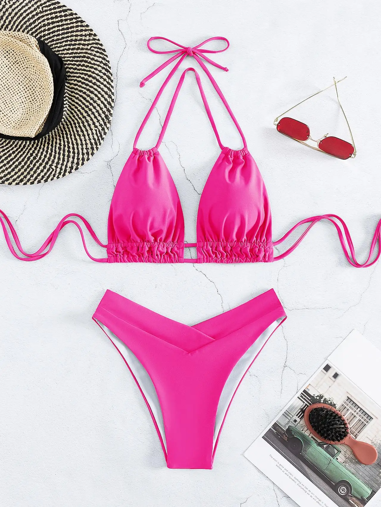 high waist bikini set back view