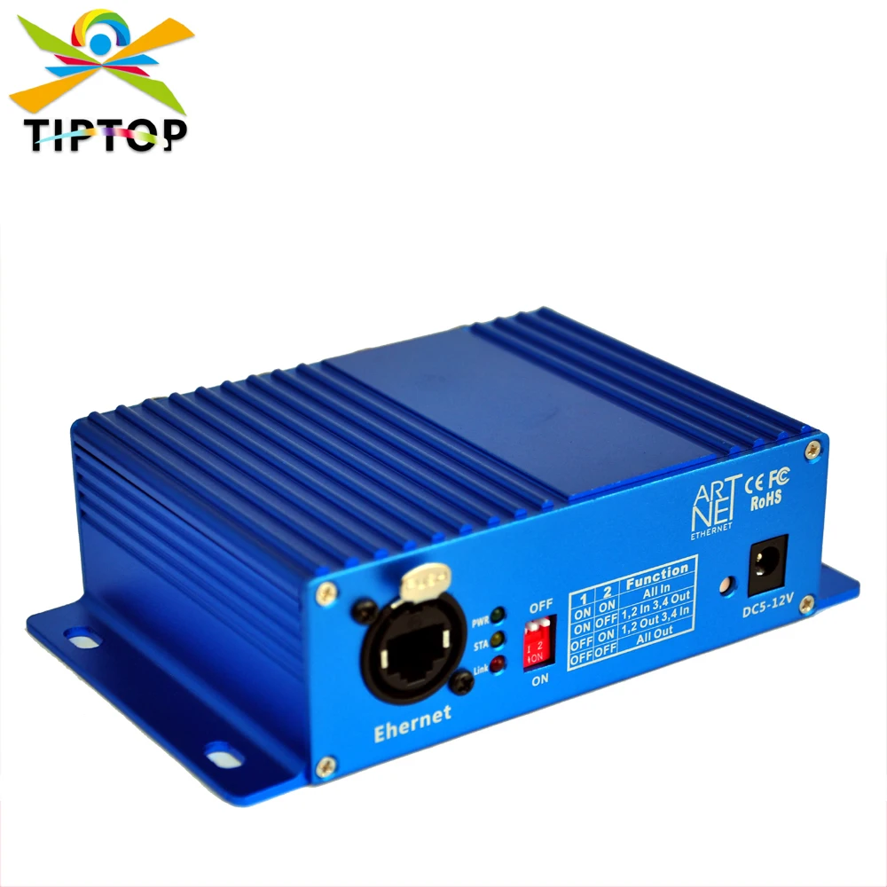 TIPTOP TP-D16 ArtNet-DMX 4 Four way ArtNet DMX Bi-Directional Converter 4 Female 3PIN XLR IN OUT Signal Converte Ethernet Cable