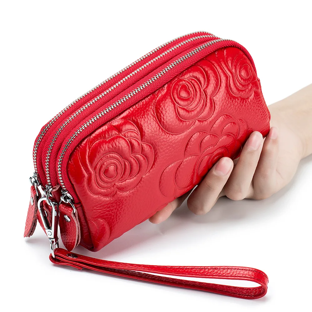 Genuine Leather Wallet Handbags For Women Embossing Process Rectangle Small Luxury Designer Female Messenger Purse 3
