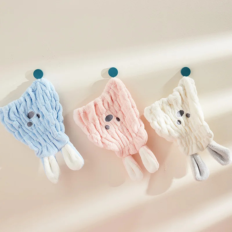 Shower cap kids wipe hair towel wrap hair towel dry hat cute cartoon bunny strong absorbent quick-drying hat