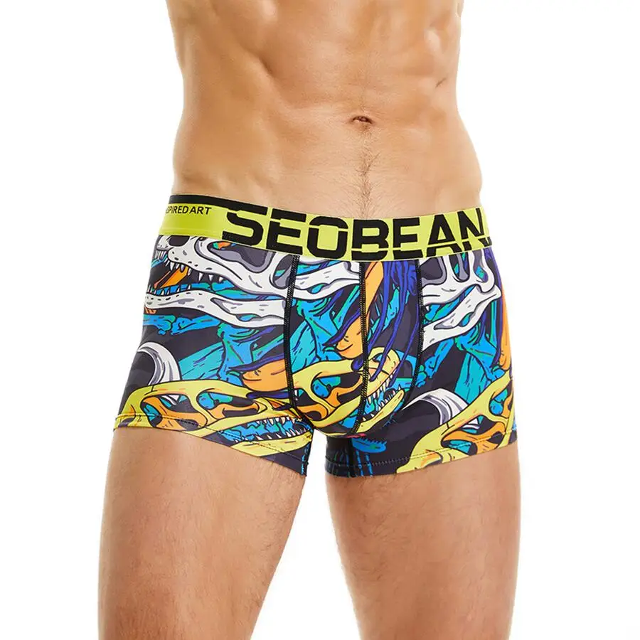 mens underwear sale SEOBEAN Print Boxers Mens Underwear Underpants Sexy Male Panties Silky Smooth Men Boxer Shorts Boxers For Man 2022 New sexy guy underwear