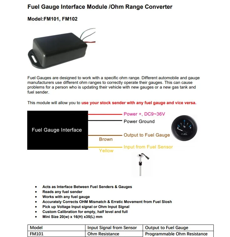 Ohm Signal Invertor Fuel Gauge Convertor Acts as Interface Between Level Tank Sender & Gauge for All Level and Sensor