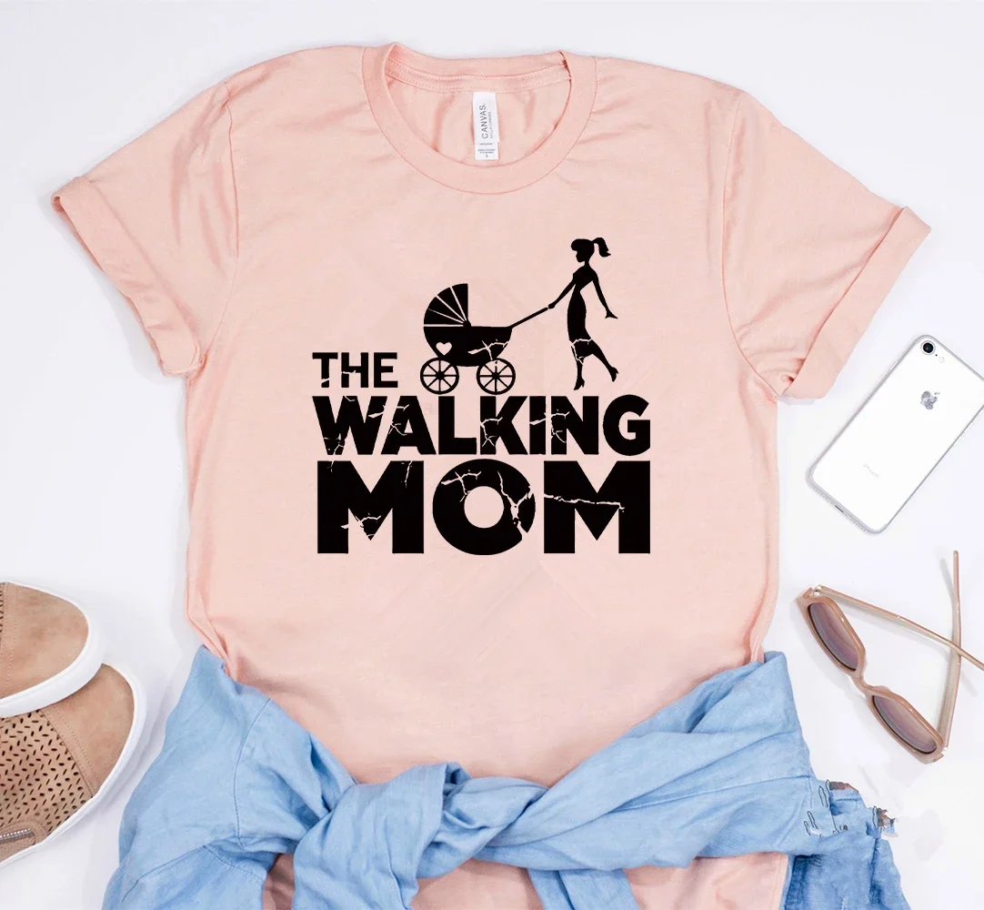 

Y2k Short Sleeves Sunmmer T Shirt Women Funny Mom Life Shirt The Walking Mom T-shirt Mom Shirt with Sayings Cool Mommy Tees