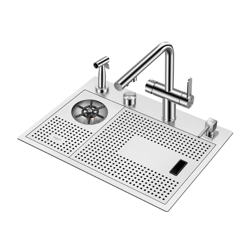 

ASRAS 5540X-4-6 Semi Hidden 304 Stainless Steel Kitchen Sink With Cup Washing Device