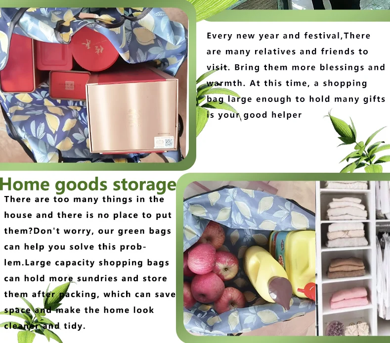 Nylon Eco Shopping Bags Storage Sturdy Portable Foldable Medium Cartoon Kawaii Grocery Reusable Tote Travel Machine Washable