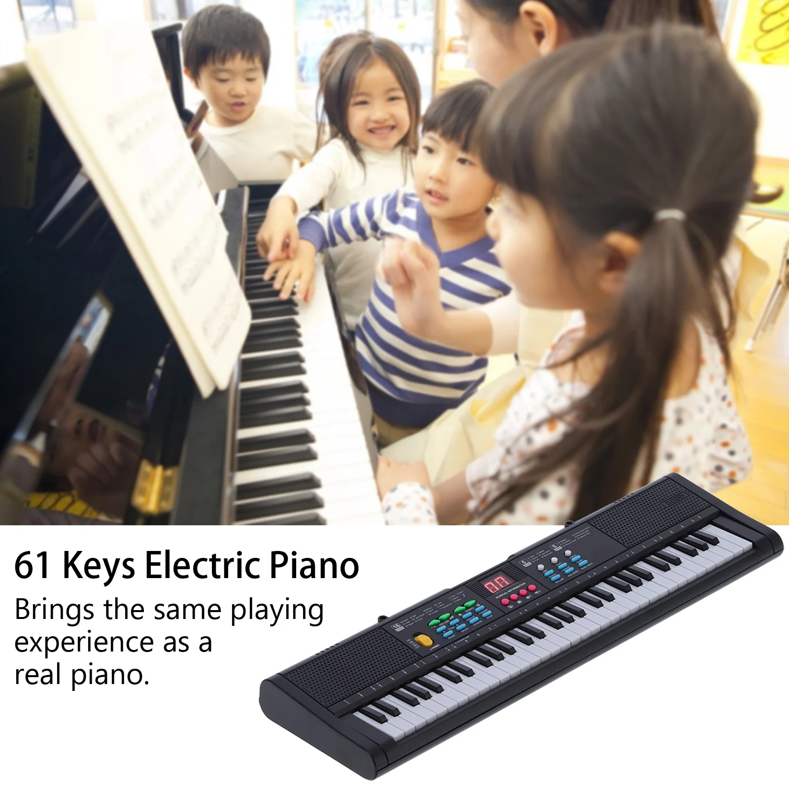Keyboard Piano Instrument 61 Keys Electric Digital Multifunctional with Microphone MQ6186
