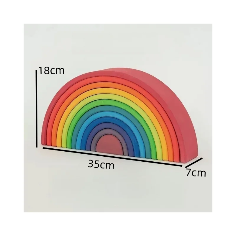 Colorful Wooden Rainbow Stacking Blocks - Montessori-Inspired Educational Toy