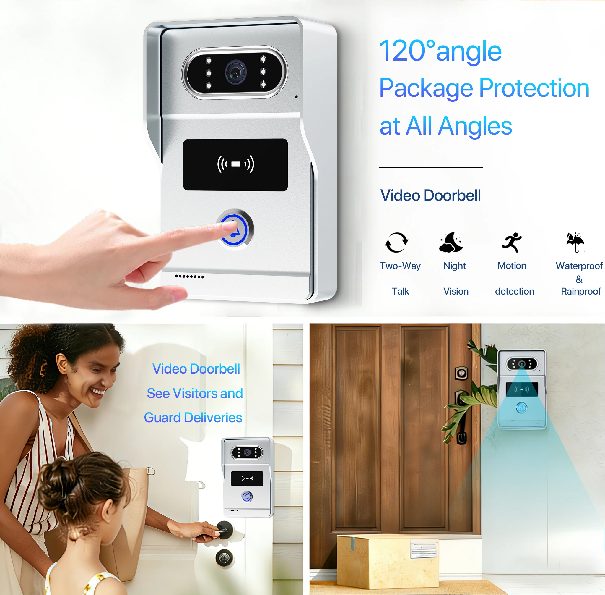 S0cf71e458b79493c9cce8d1dee6125c48 Tuya 7" Touch Screen 2-Wire Smart Video Doorbell System APP APP Remote RFID Unlock Night Vision Home Intercom Kits For Villa