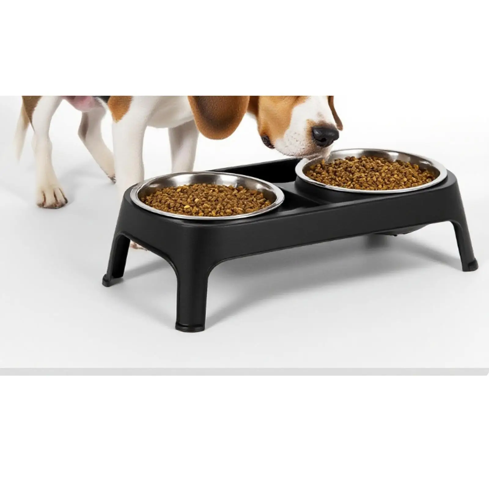 Double Stainless Steel Heavy Duty Dog Food Bowl Elevated Pet Feeding Station