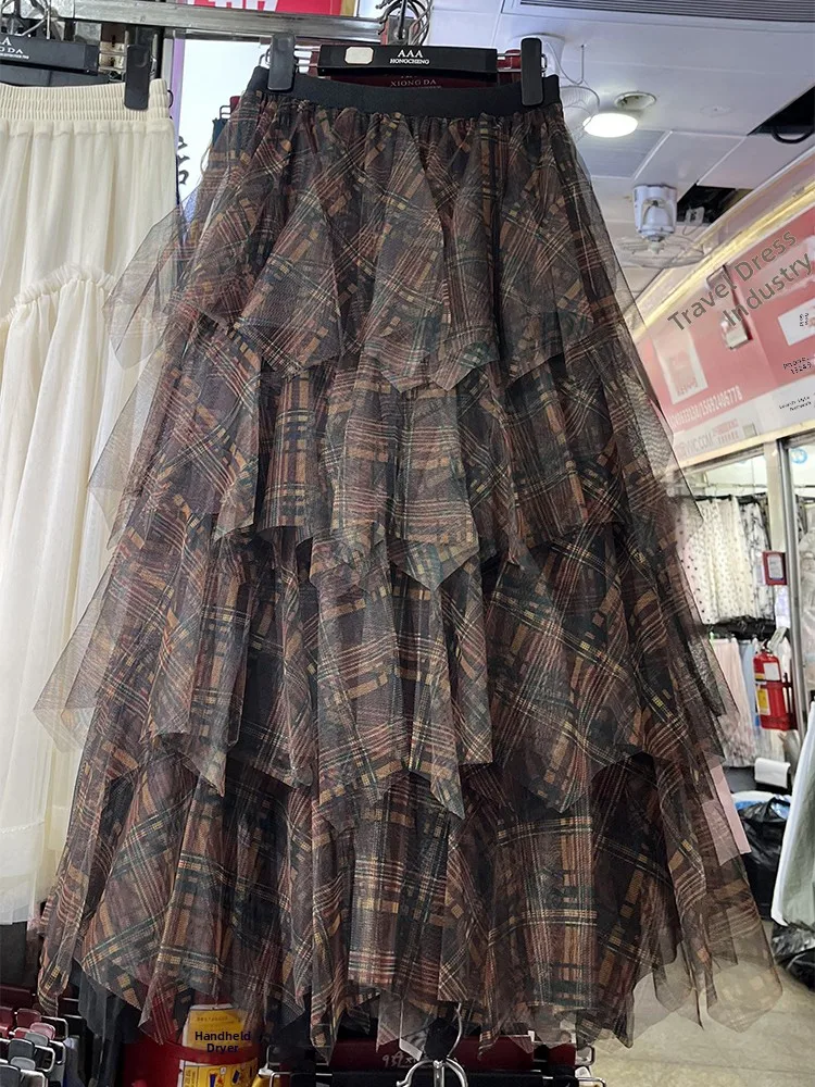 High Waist Draped Me Skirt Women's Spring Summer New Sle Asymmetrical Multi-layer Cake Skirt Vintage Sle Semi-body Skirt