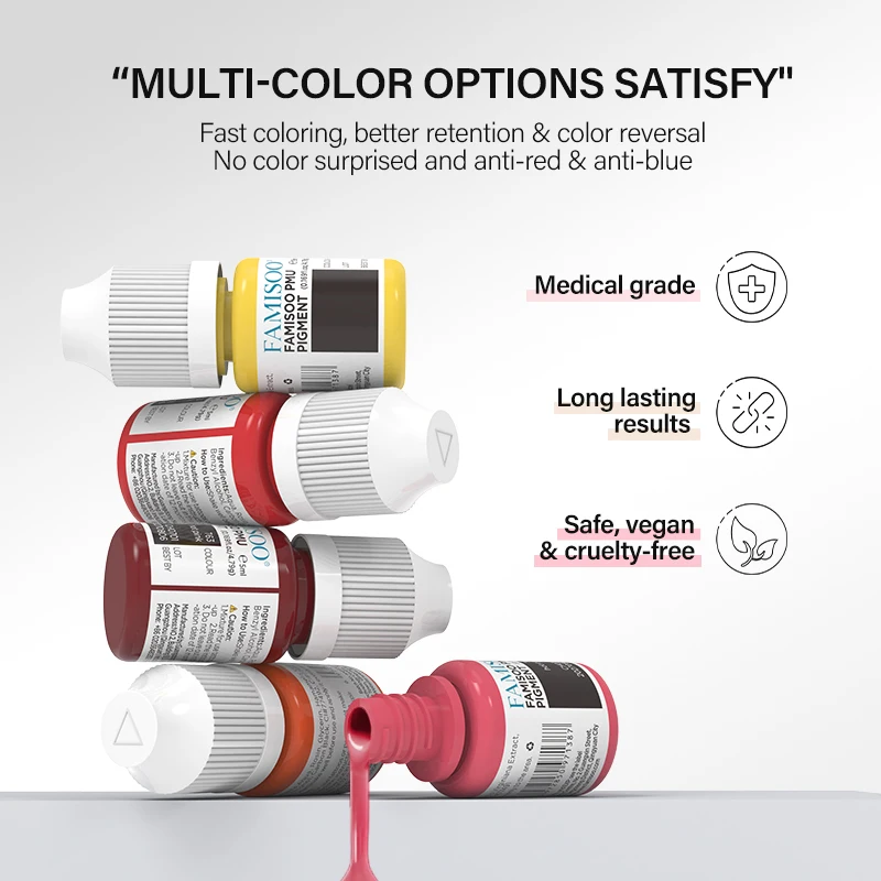 Vibrant 14-Color Permanent Makeup Pigment Set for Lips, Eyebrows, & Eyeliners