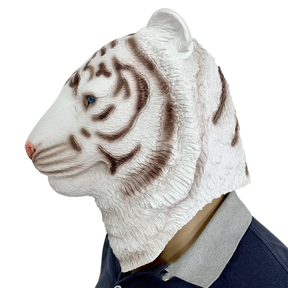 Realistic Tiger Mask Cosplay Full Head Animal Mask Halloween Costume Party Cute Latex Carnival Gift Adult Animal Prop,full face mask,half face mask