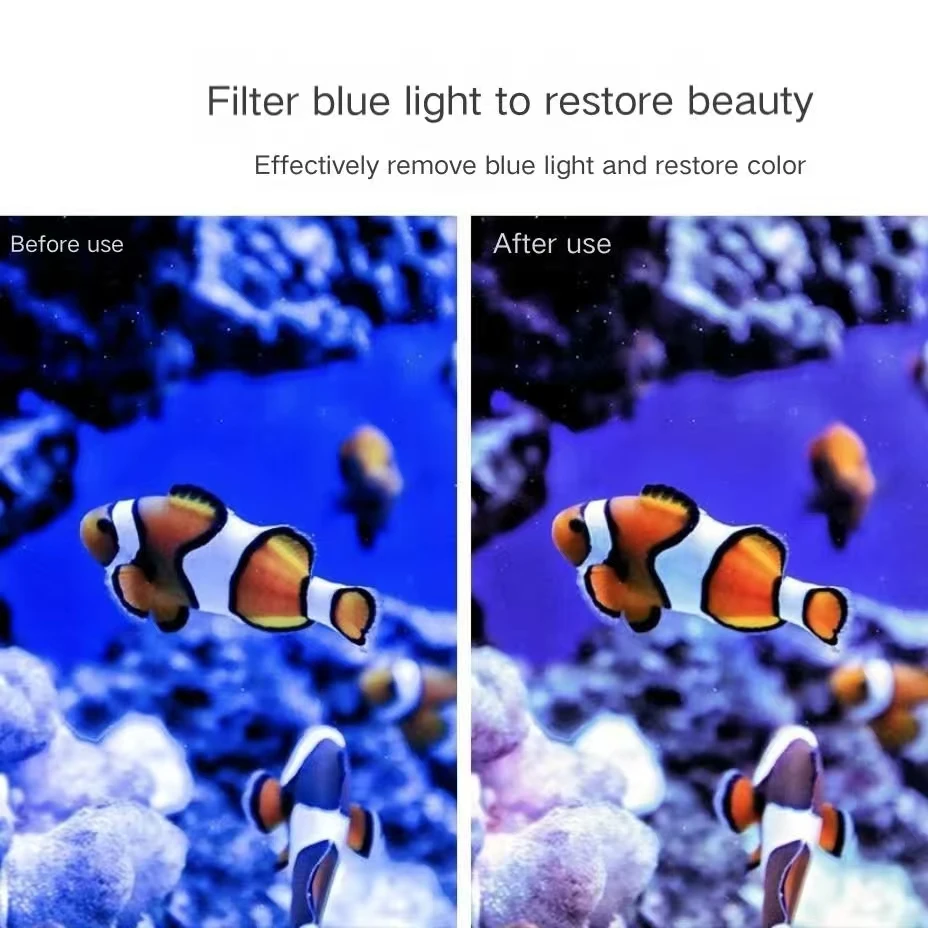 Aquarium Coral Fish Tank Blue Light 6-in-1 Set Phone Camera Lens Filter Macro Lens Yellow Orange Filter Coral Reef Aquarium aquarium camera lens