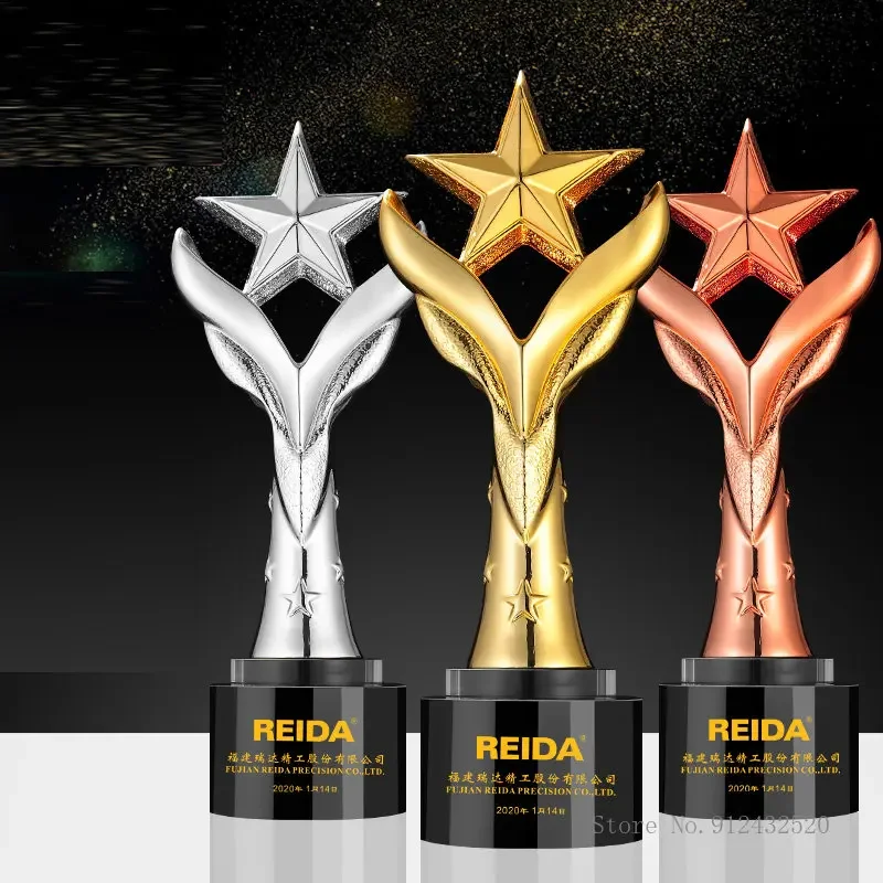 Customized Crystal Gold/Silver/Copper Creative Resin Trophy, Character Event Souvenir Home Decoration Crown Trophy Gift Box, 1Pc