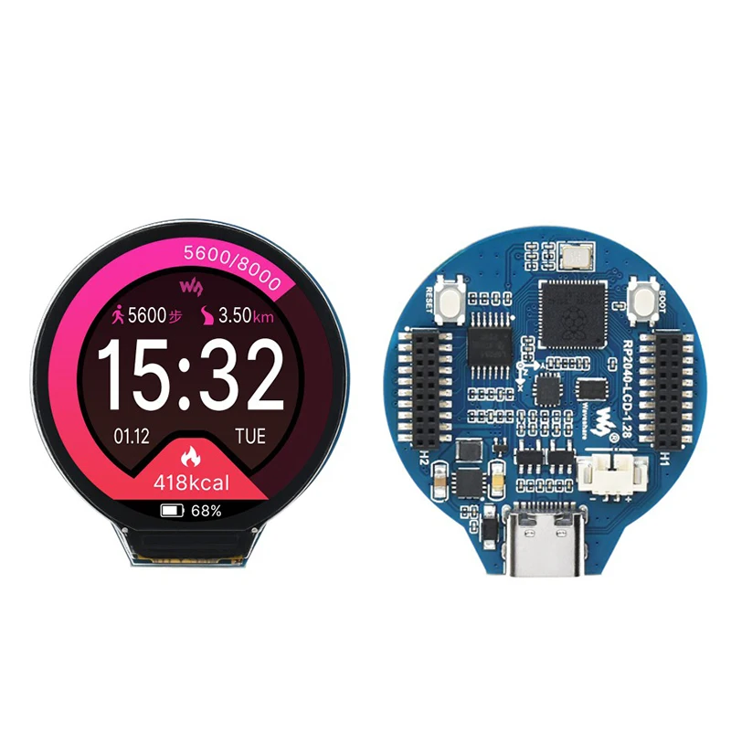 Raspberry Pi MCU , º 1.28 ġ  LCD ÷ , SPI ũ, ӵ, ̷ν , RP2040