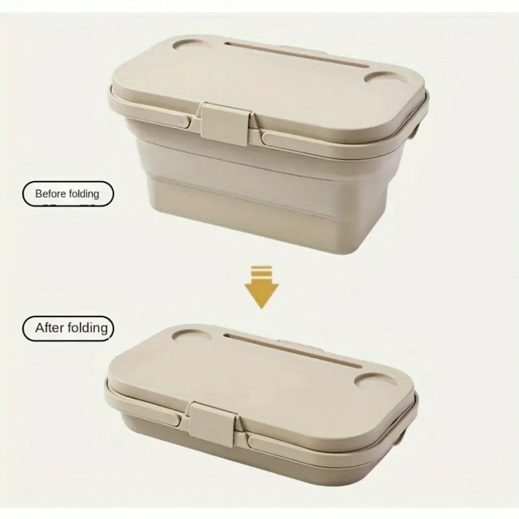 1pc Large Capacity Portable Heavy Duty Foldable Picnic Basket with Lid For Camping Outdoor Picnic Fruit Foldable Storage Basket