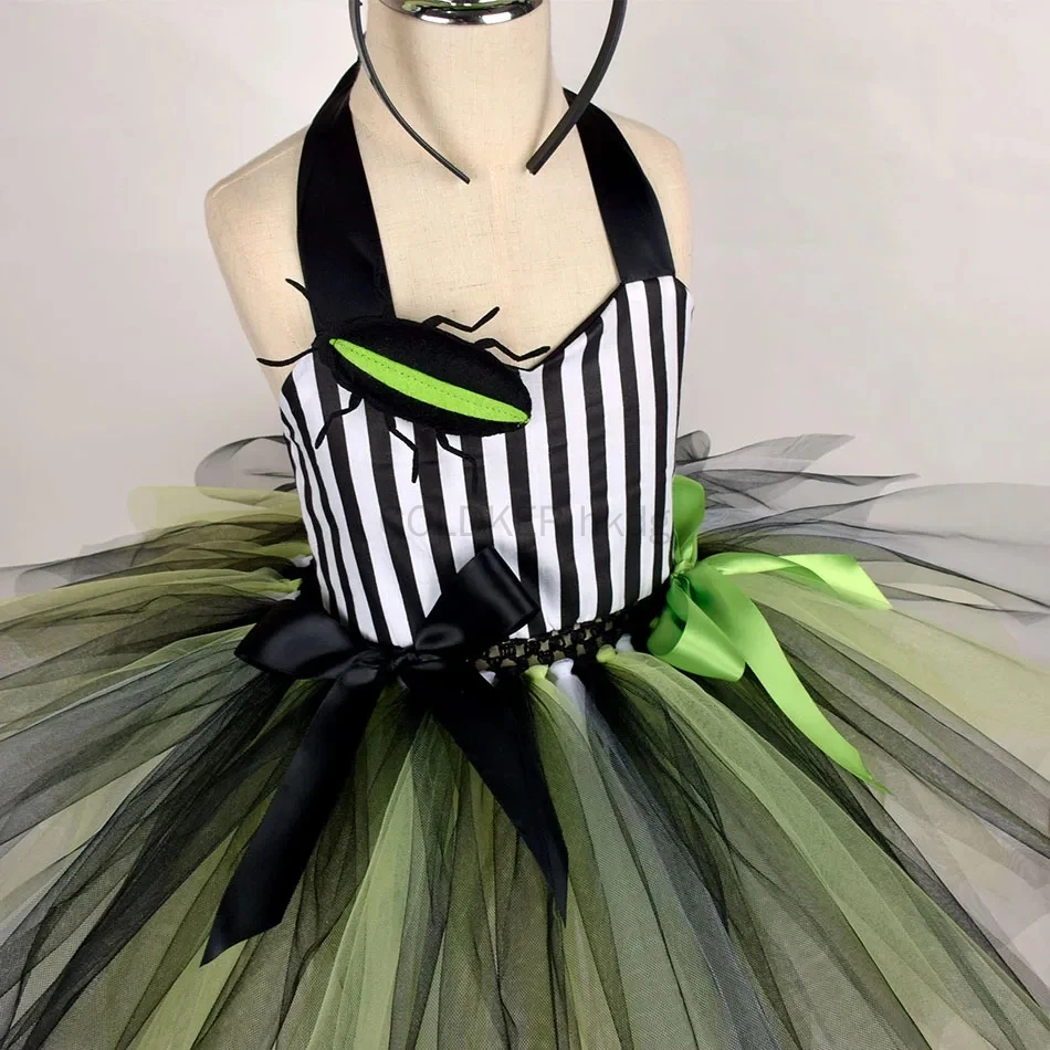 Cosplay Costume Kids Girls Dress Animal Tutu Skirt Outfit Halloween Costumes Kids Girl Black White Striped Tulle Tutu Dress Headband 2PCS Toddler Halloween Outfit Beetle Cosplay