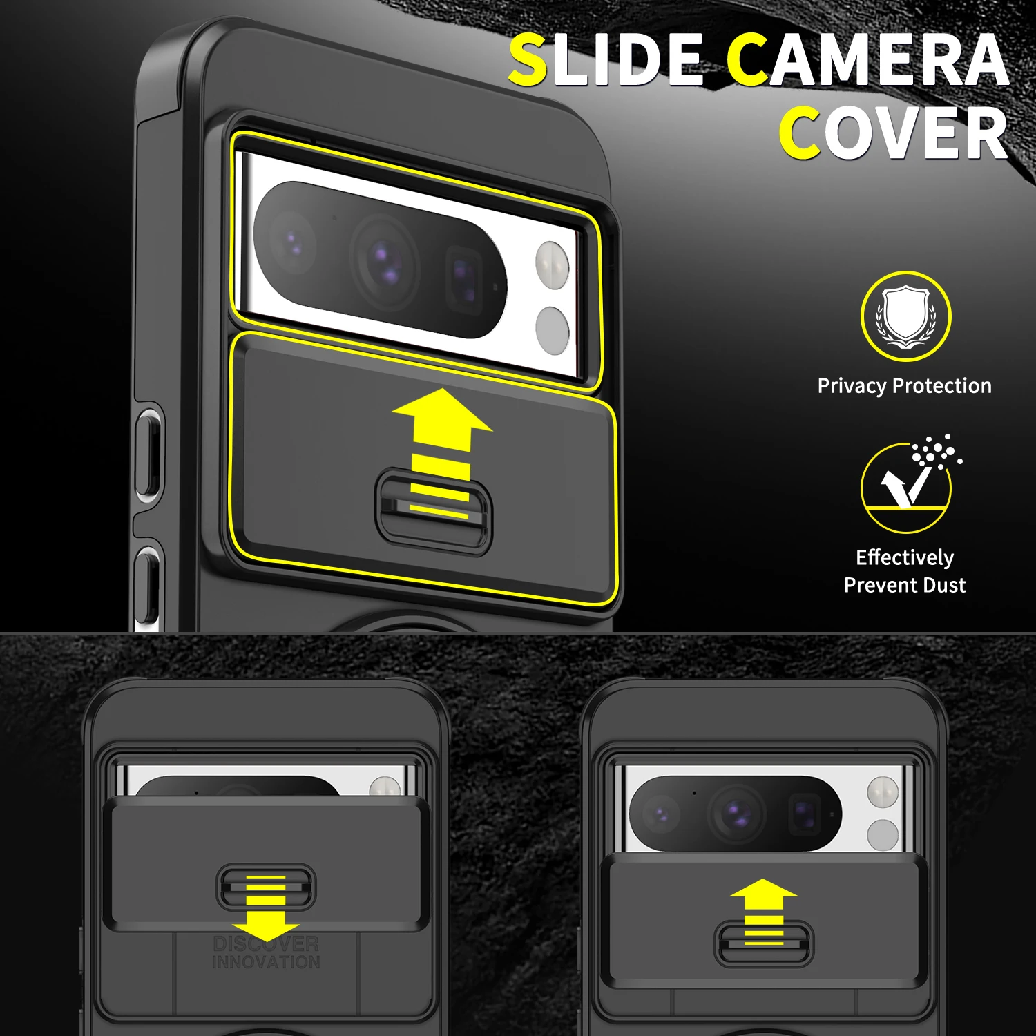 Premium Phone Case with Lifting Protection Lens, Bracket, and Magnetic Ring Suction