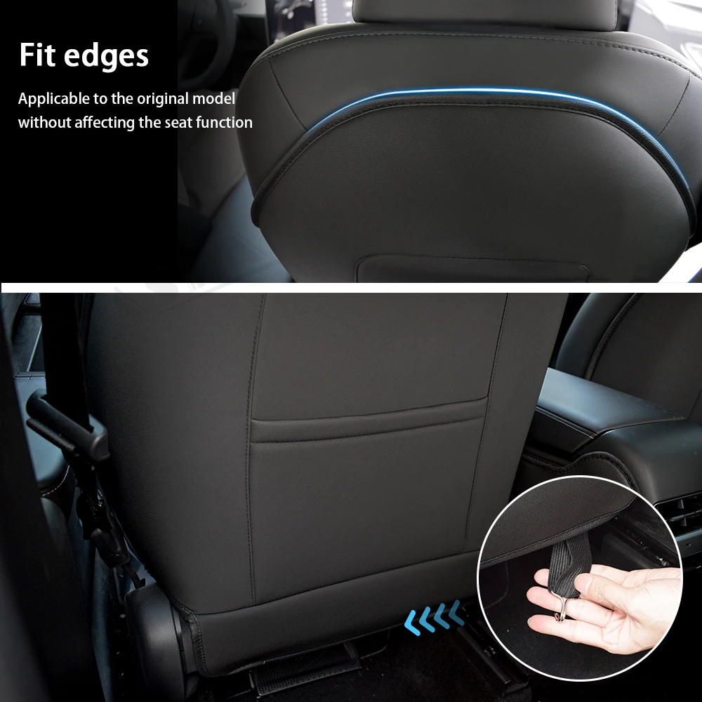 Car Seat Protector Car Seat Organizer 2Pcs Leather Seat Back Protector For Tesla Model 3 Y S For Kids Anti Kick Pad Wear-Resistant Car Kick Mats With Organizer Pocket