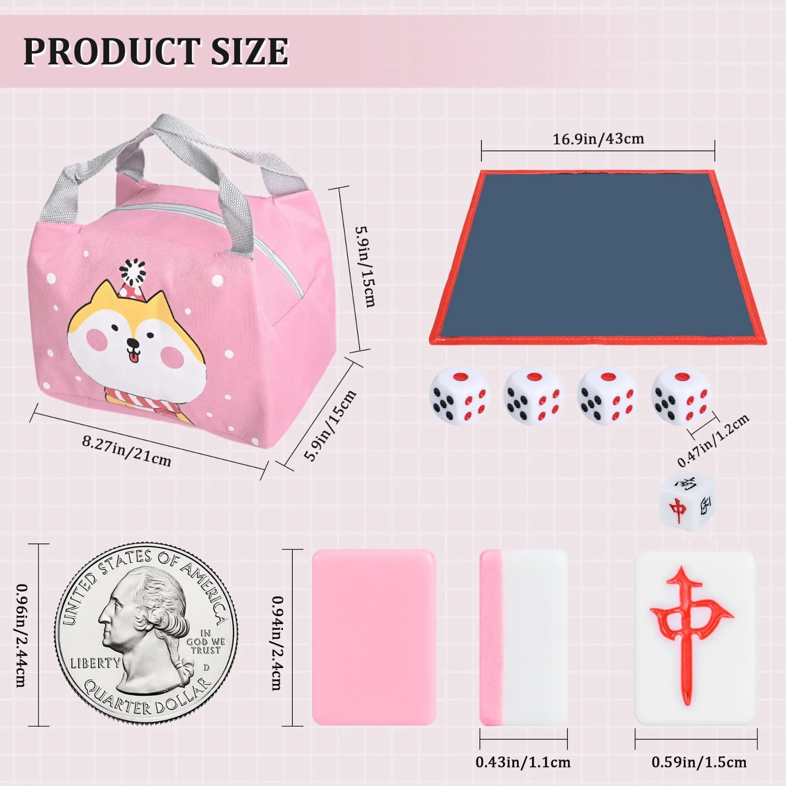 New Traditional Chinese Mahjong Game Set 144 Tiles, Holiday Party Game, With Portable Handbag, Tile Size 2.4 * 1.5 * 1.1 cm