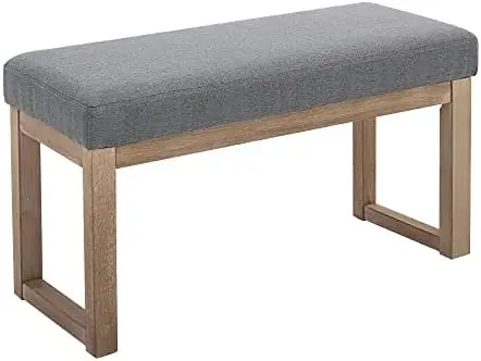 

Inch Wide Rectangle Ottoman Bench Grey Footstool, Linen Look Polyester Fabric for Living Room, Bedroom, Grey Telescoping stool W