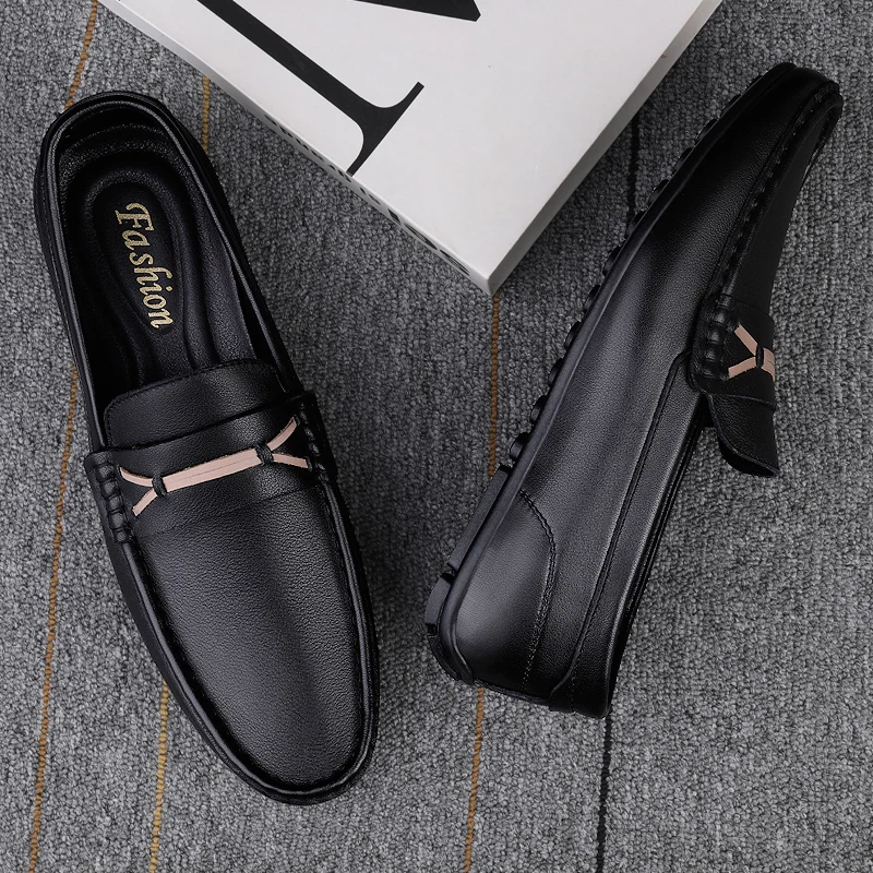 

Italian Casual Shoes Men Brand Slip on Formal Luxury Shoes Men Loafers Moccasins Genuine Leather Brown Driving Shoes Business