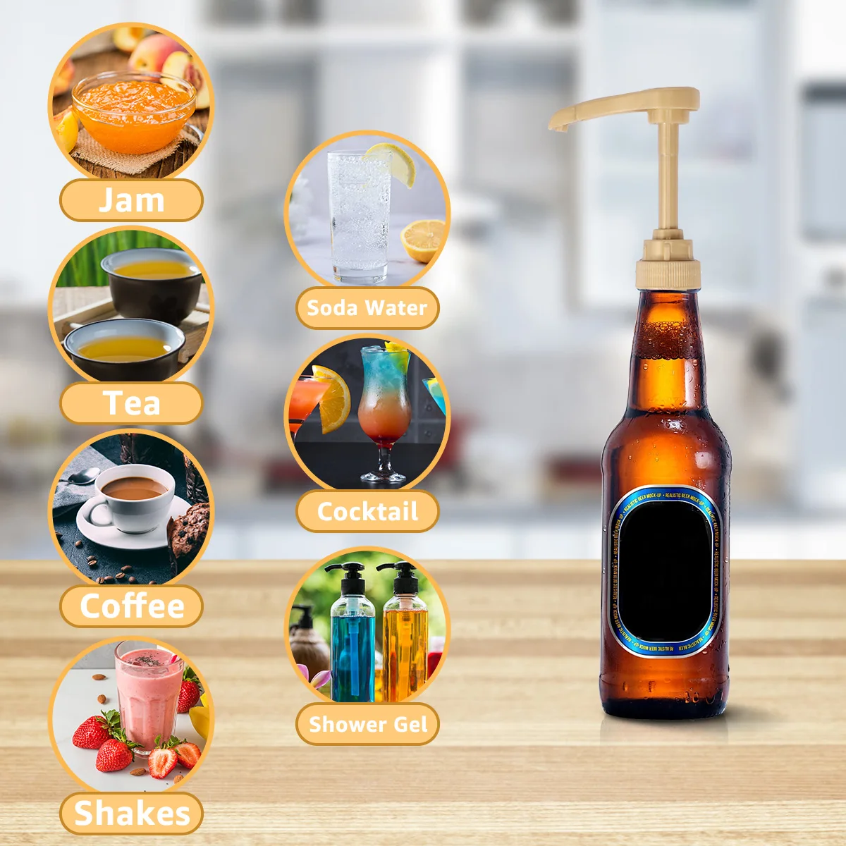 Bomba Botella 750ml Café - 4 Unidades Para Botellas 750ml-1L Bombas Jarabe, image size:1200x1200