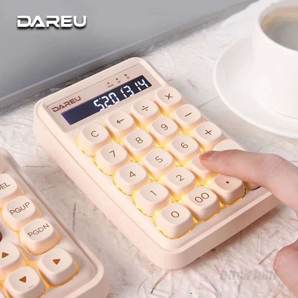 Dareu Z19 미니 키보드 계산기 키패드 슈가 큐브, 블루투스 무선 기계식 키보드, 사무실 게이머 PC 액세서리, 3 가지 모드