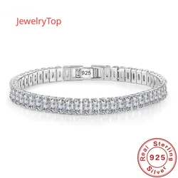 Elegant 925 Sterling Silver Zircon Crystal Bracelet - 18cm (WH05)