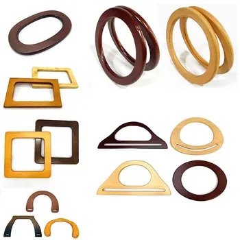 Nuovo arrivo manico per borsa in legno a forma di D cinghie per borsa quadrate parti per borse fai da te borsa classica maniglia per borse di ricambio accessori