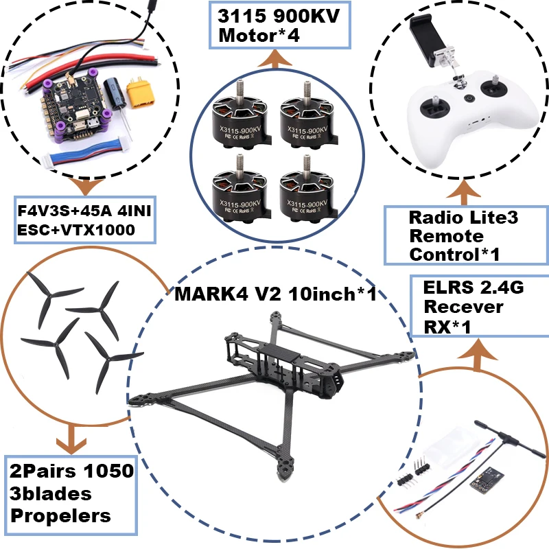 ตัวเลือกสินค้า ชุดควบคุมโดรน FPV คาร์บอนไฟเบอร์ สำหรับบิน Freestyle