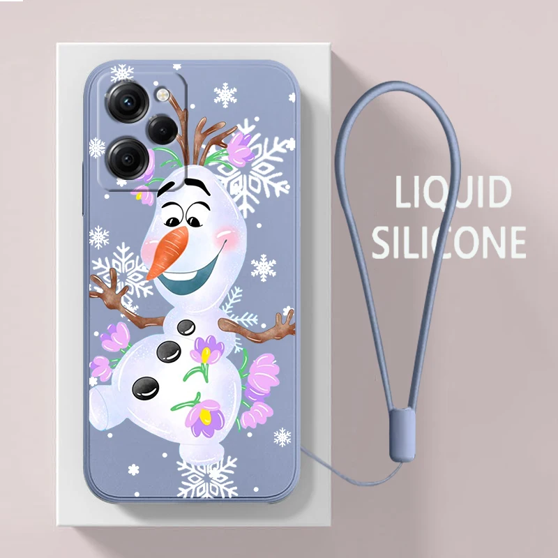 Frozen Olaf Per Xiaomi Poco M6 X5 M5 C40 M4 X4 F4 C40 X3 Nfc F3 Gt M4 M3 Pro X2 4G 5G Liquid Rope Phone Case Fundas Coque Capa