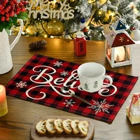 4PCS Christmas Tree Snow Christmas Placemat Winter Placemat Kitchen Dining Decoration 45*30CM 3