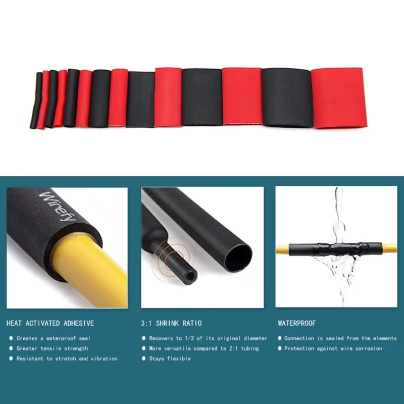 

200pcs Reliable Heat Shrink Tubing Industrial Heat-Shrink Tubing Excellent Electrical Insulation and Sealing Dropship