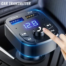 Car Hands-free Bluetooth compaitable 5.0 FM Transmitter Car Kit MP3 Modulator Player Handsfree Audio Receiver 2 USB Fast Charger