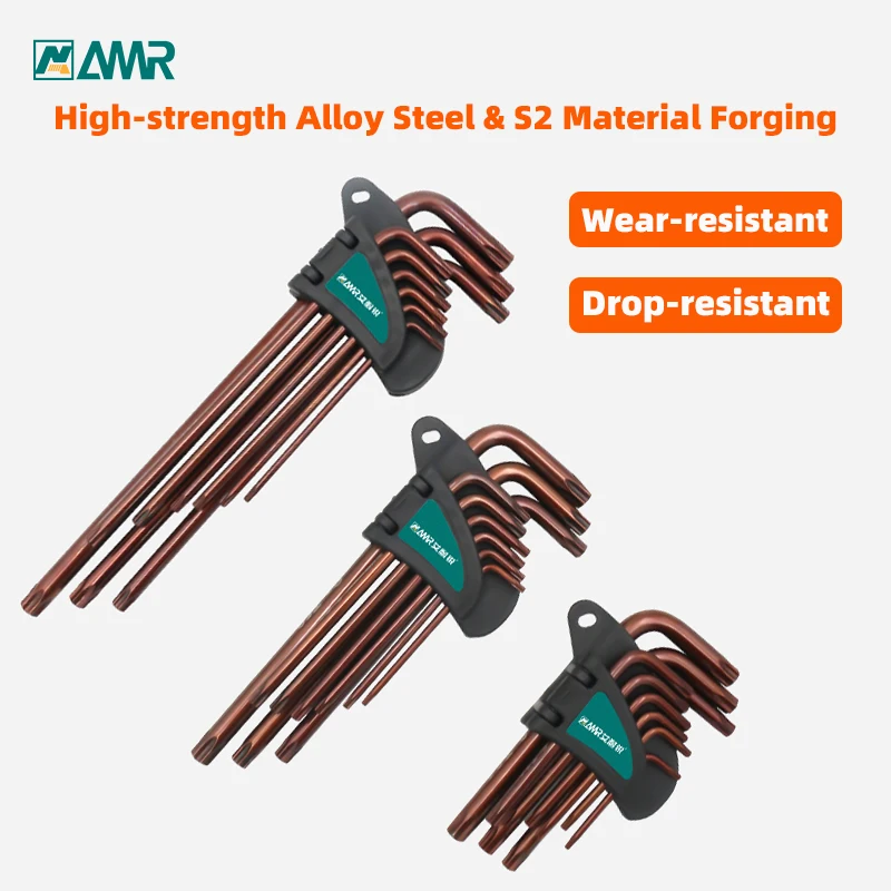 Description Picture 3 of item9pcs Torx Allen Wrench Set  L Type Double-End Screwdriver Star Key Wrench Set Long Handle  for Bicycle Repair Household DIY