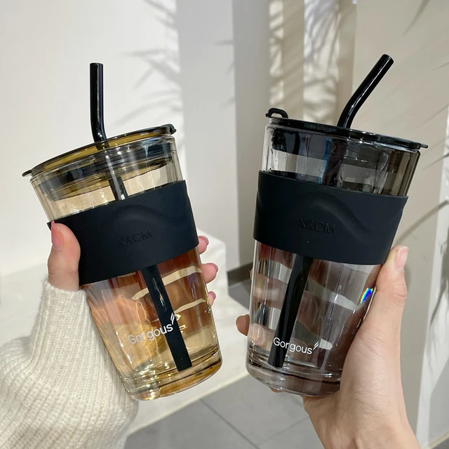 Coffee Glasses Heat Resistant Leather Cover Glass Mug Water Cup Tea Wine  Drinkware Glasses Tumbler With Lids Straw - AliExpress