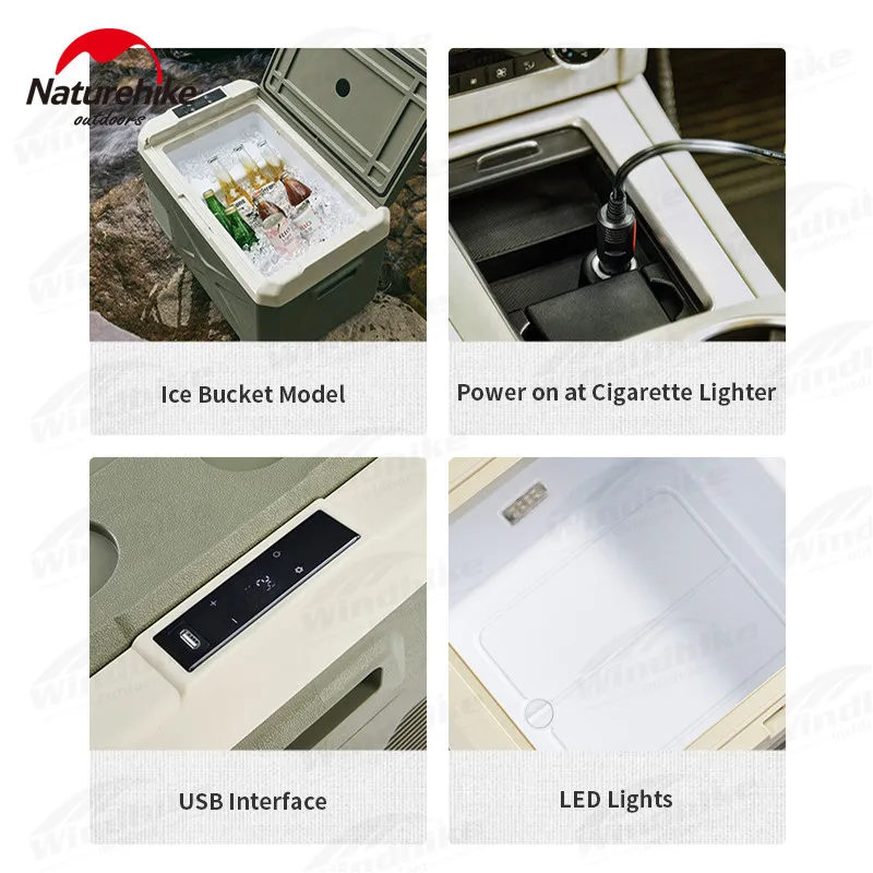 Naturehike 30L 24V Car Refrigerator Big Capacity 25 Min Ice Making Summer Travel Portable Fruit Drink Outdoor Freezer Ice Bucket