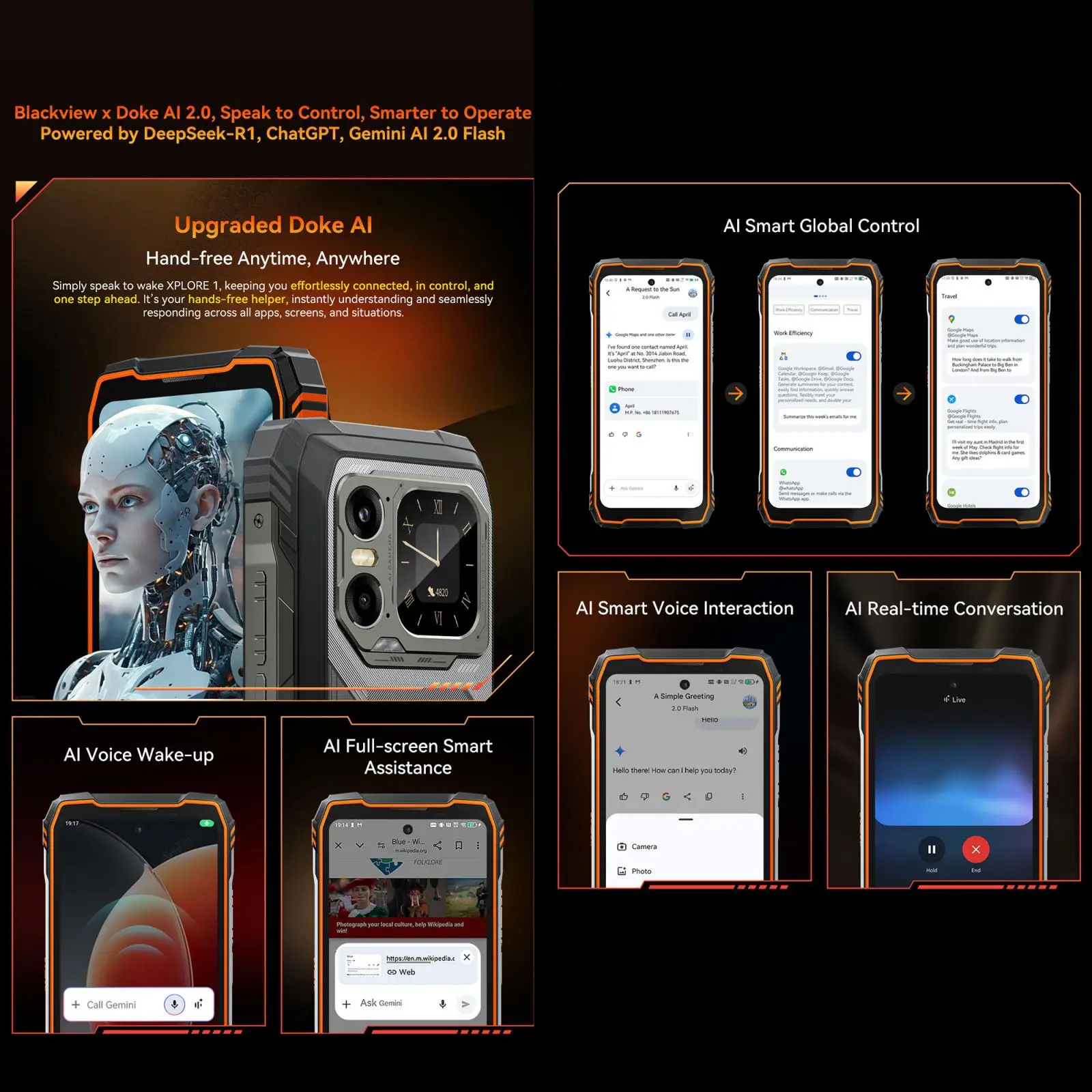 Blackview XPLORE 1 Rugged Phone 16GB+512GB 6.78'' 2.4K Display Dimensity 7050 Android 1520000 mAh NFC 5G Smartphone