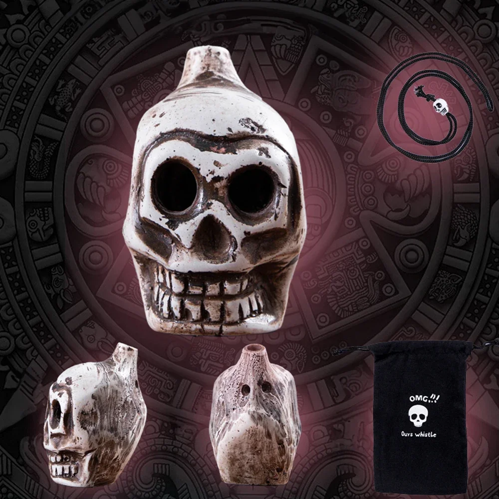 Aztec Skull Whistle Creepy Loud Human Scream War Death Whistle High Decibels Sounding for Halloween Gift