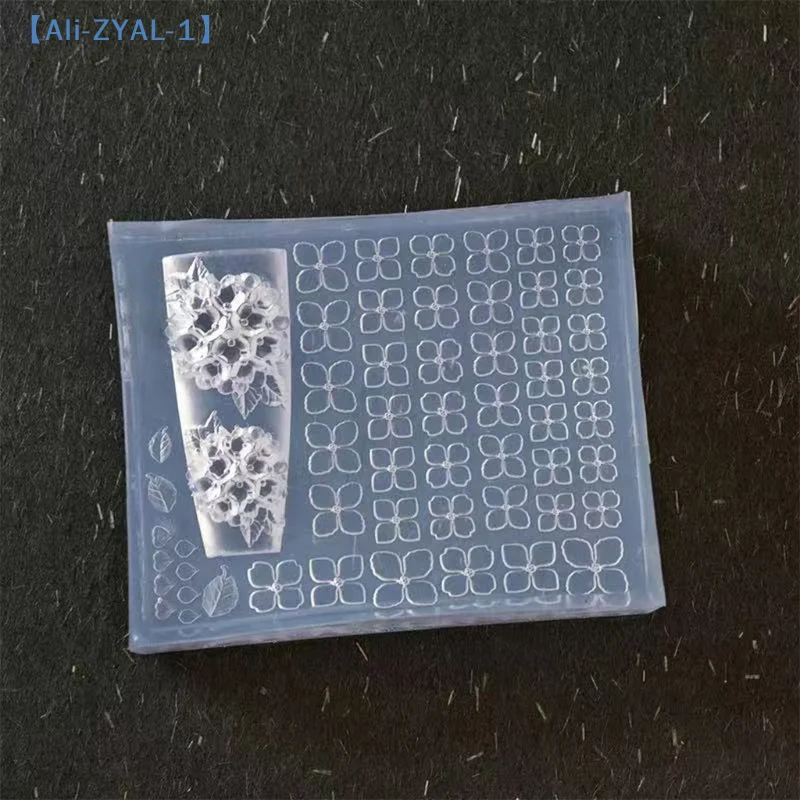 【ZYAL-1】수국 3D 고투명 네일 조각 몰드 DIY 디자인 실리콘 꽃잎 소프트 스탬핑 플레이트 매니큐어 아트 몰드