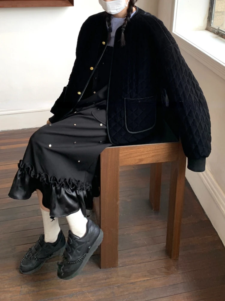 

Black Warm Thick Down Overoat Women Elegant Short Y2k Parka Female Casual Korean Fashion Designer Winter Puffer Jacket 2022
