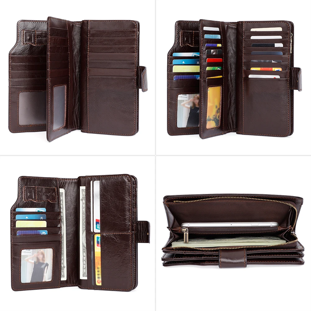 Men's Clutch bag Business Fashion Multi-card Leather Long Wallet Large Capacity First Layer Leather Clutch