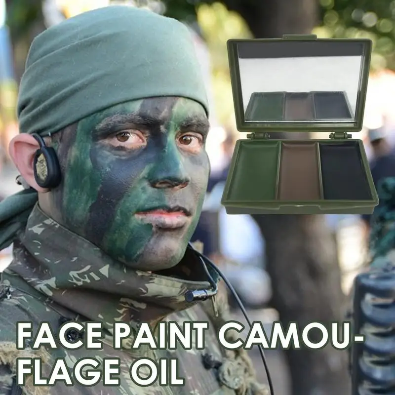 Colors Makeup Long Lasting Camos Face Body Paint with Mirror Compact Camos Concealment Face Paint Camouflage Oil Camouflage
