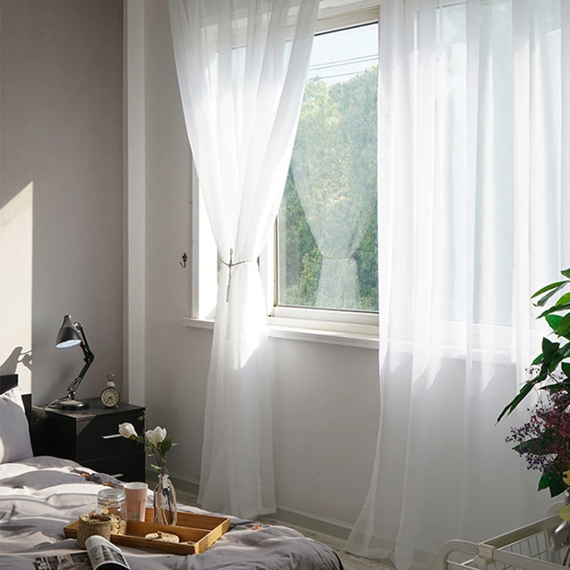 100% Polyester Solid Sheer Voile Curtains French Door Multi-Color Window Tulle Drapery Living Room Balcony Decoration Cortinas 5 sheer curtains window curtains decor curtains