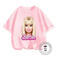 Trendy Summer Styles for Girls Soft Breathable Barbie Prints on Colorful Fun-filled Cartoon T-shirts Ideal for Ages 3-14 1